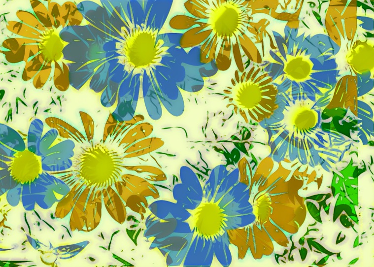 Yellow Blue Floral